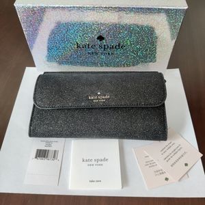 Authentic Kate Spade NY Medium Phone Flap Wallet Lola Glitter